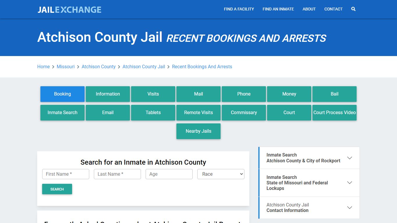 Atchison County Jail MO Recent Arrests and Bookings