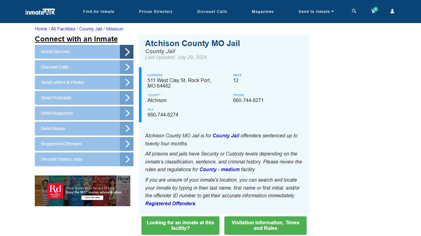 Atchison County MO Jail - Inmate Locator